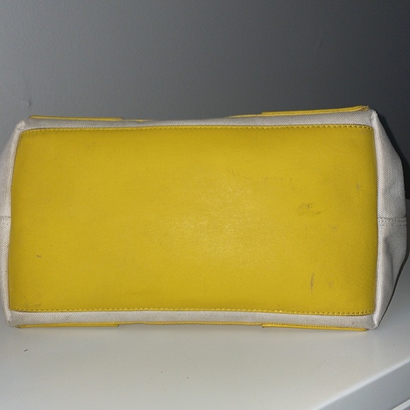 Authentic BALENCIAGA Caba S Hand Bag Canvas Leather White Yellow - Picture 9 of 16
